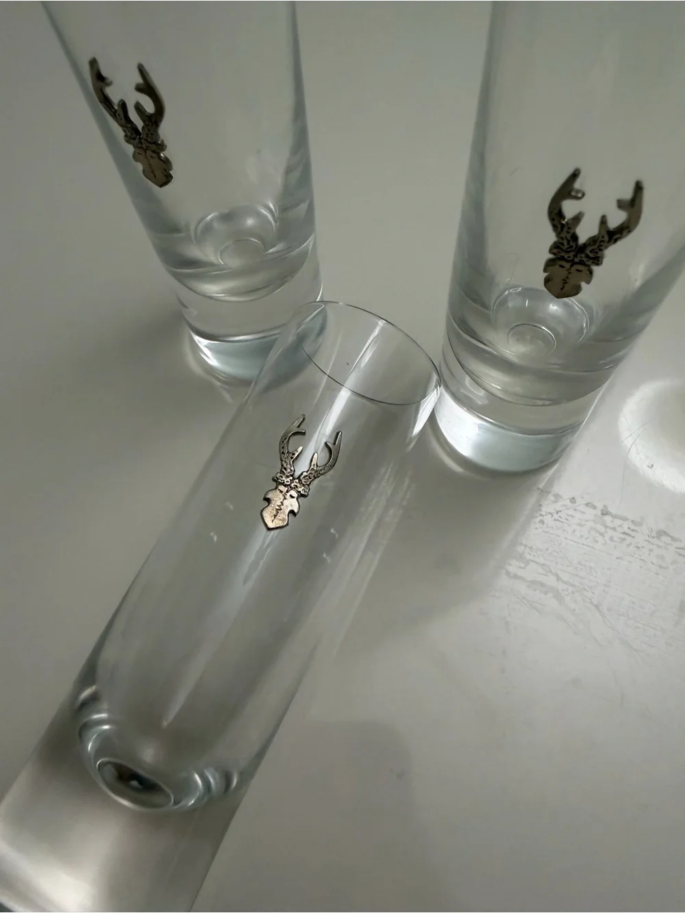 5 Deer Stag Antlers Head Skull Shot Glasses ~ Clear 2oz Unbranded Rustic Barware